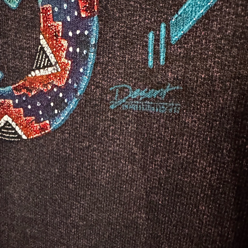 90s vintage Southwestern Aztec lizard purple crewneck sweatshirt XXL - Picture 4 of 7